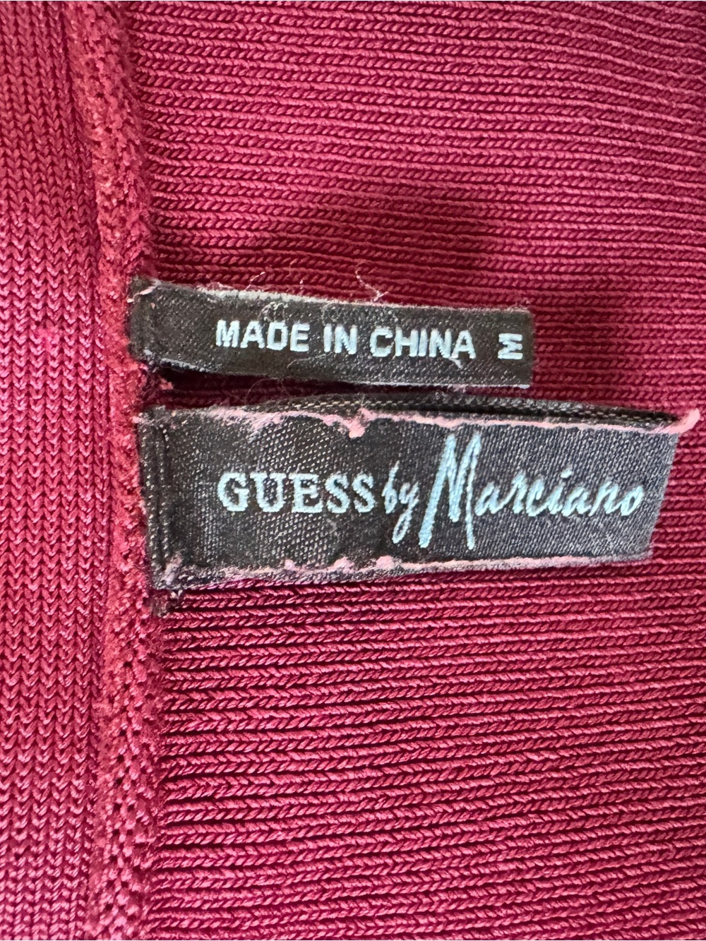 Guess by Marciano Bandage Dress Medium Burgundy Bodycon V Neck Cocktail - Picture 4 of 6
